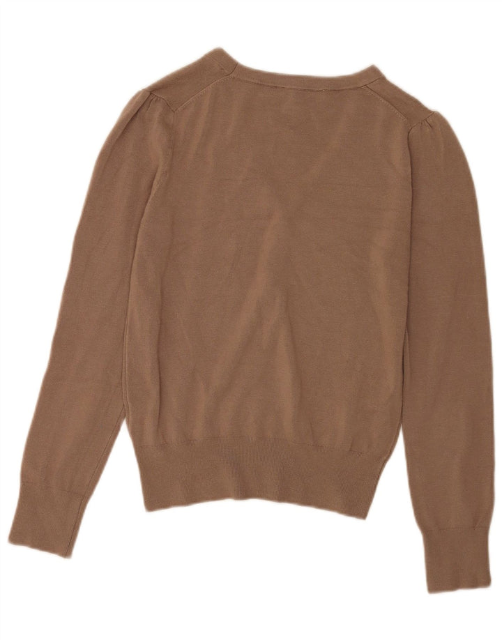 Maglione Zara da donna con scollo a V UK 12 Viscosa marrone medio