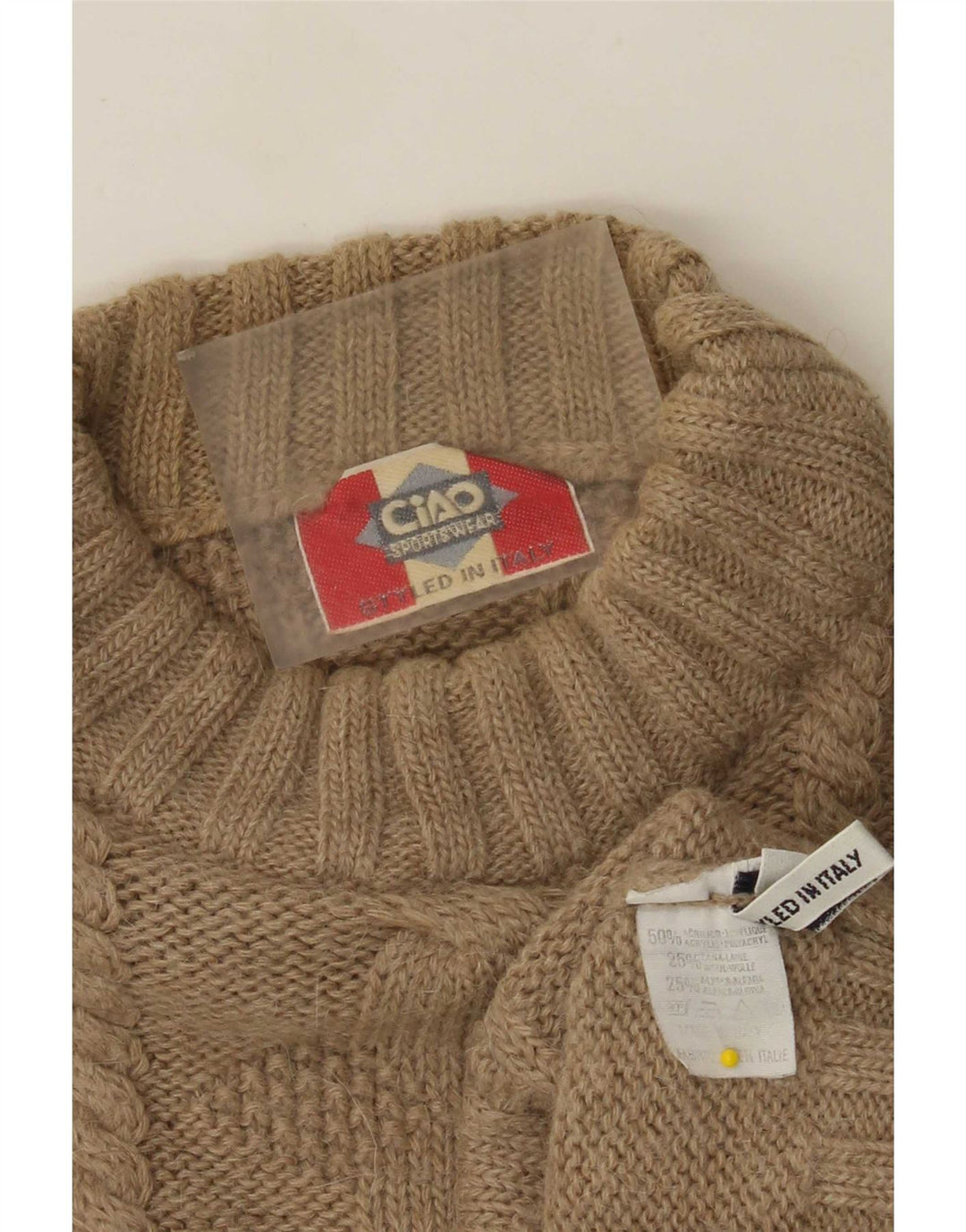 Ciao Maglione da uomo con collo alto e maglione grande in acrilico marrone