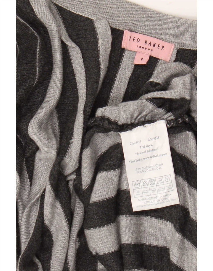 Maglione cardigan lungo da donna Ted Baker taglia 1 XS a righe grigie