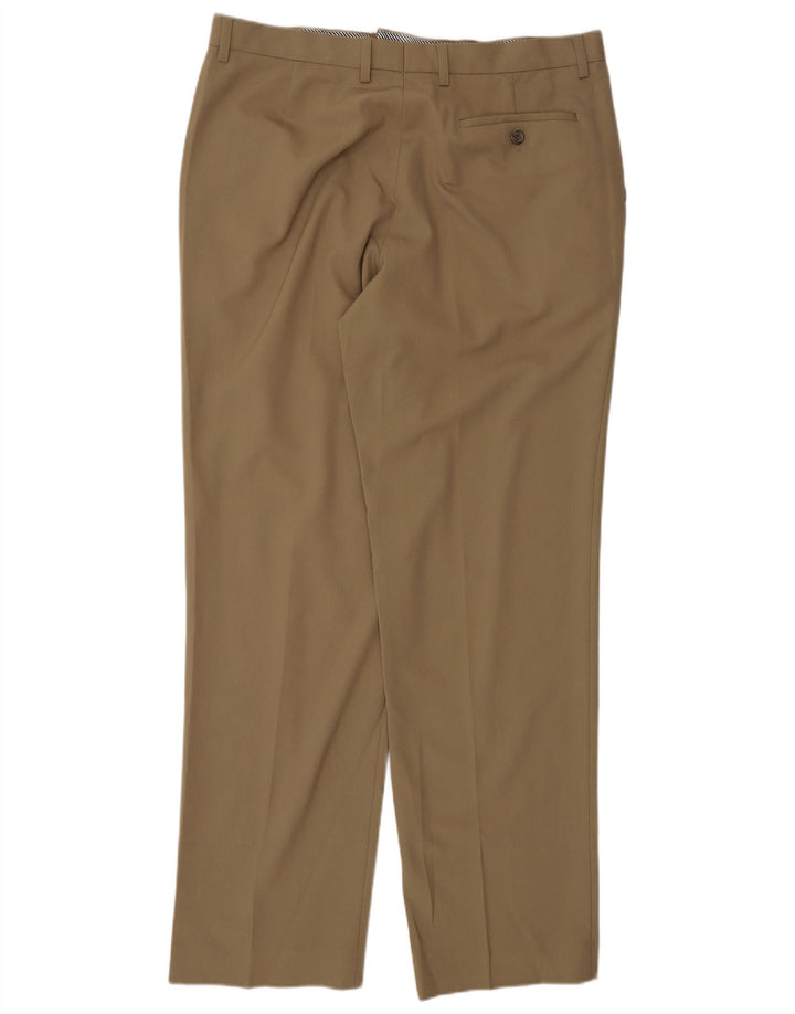 MARKS & SPENCER Mens Straight Suit Trousers W36 L33 Beige Polyester