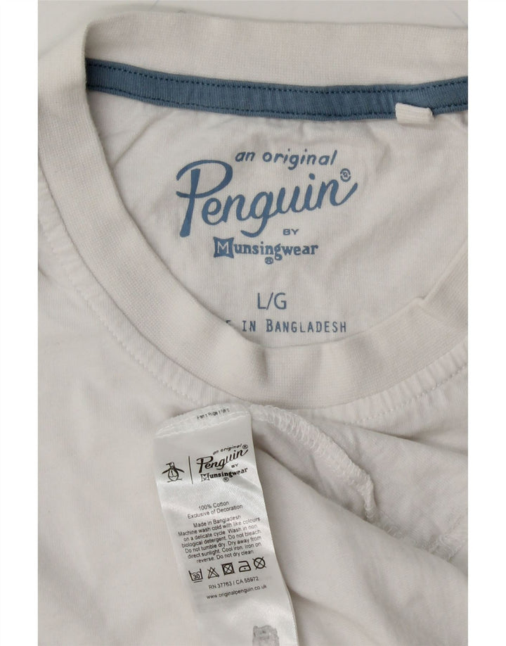 PINGUIN T-shirt da uomo Top grande in cotone maculato bianco