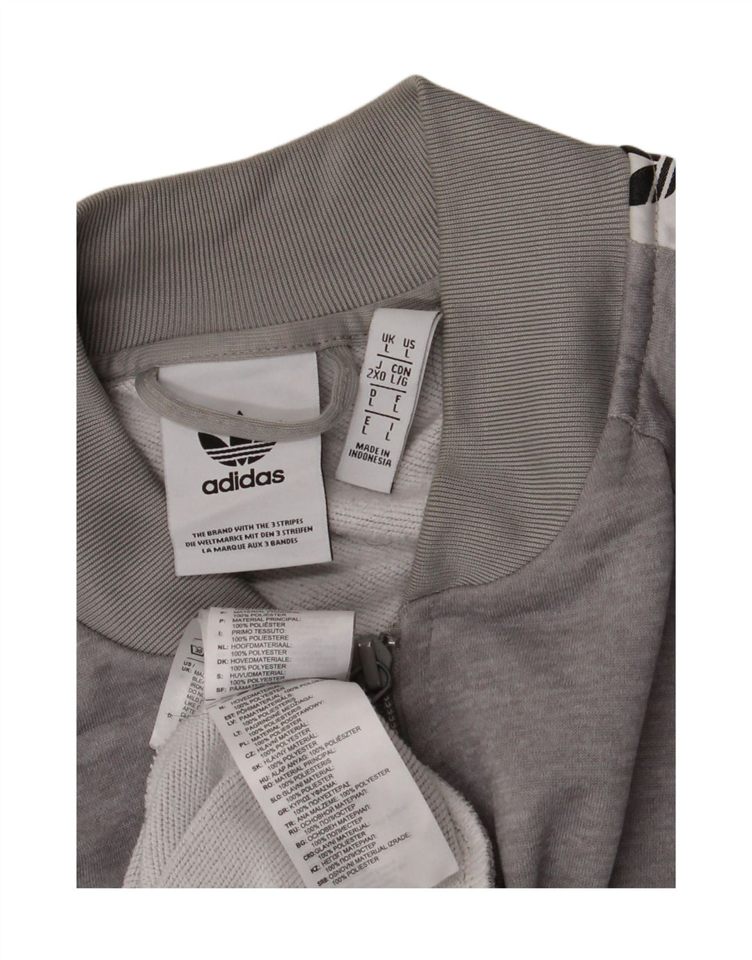 ADIDAS Giacca da tuta grafica da uomo grande in poliestere color block grigio