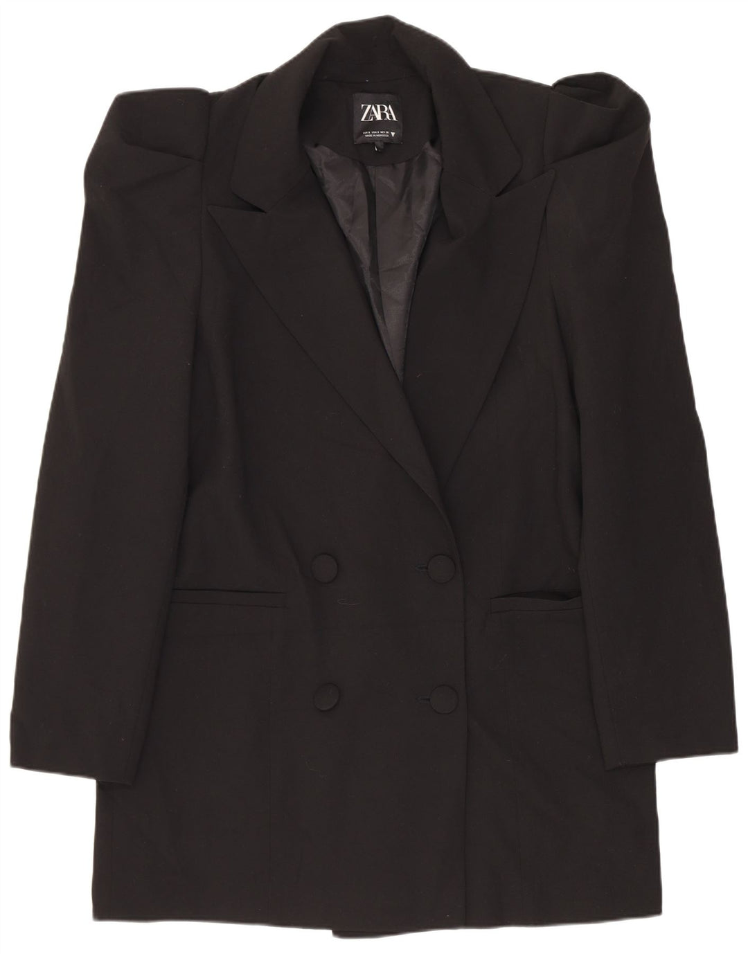 Giacca blazer oversize doppio petto da donna Zara UK 10 piccola nera