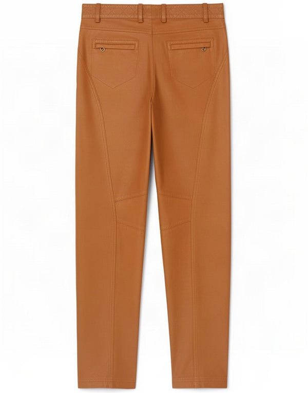 Aigner Pantaloni in pelle da donna IT 42 Medio W29 L30 Beige