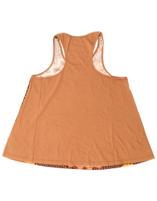 DESIGUAL Canotta grafica da donna UK 18 XL Cotone floreale marrone