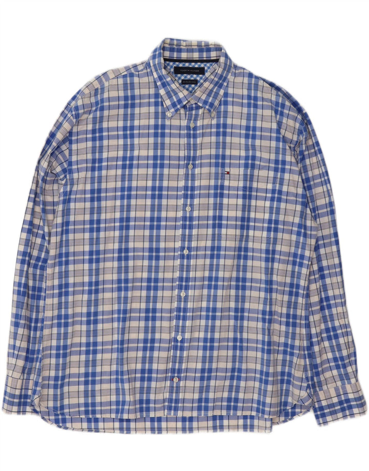 Camicia da uomo Tommy Hilfiger XL in cotone a quadri blu