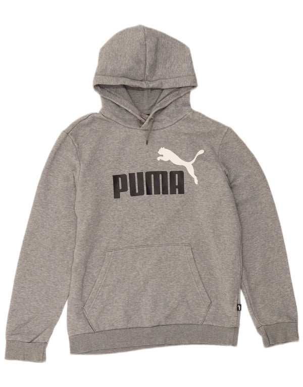 Felpa con cappuccio grafica da uomo Puma piccola in cotone grigio