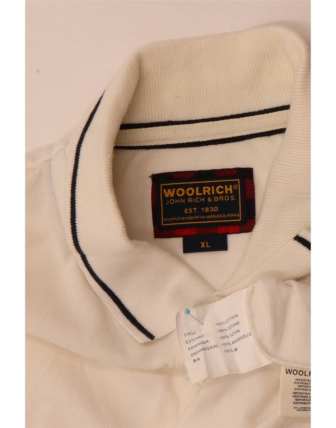 Polo da uomo Woolrich XL in cotone bianco