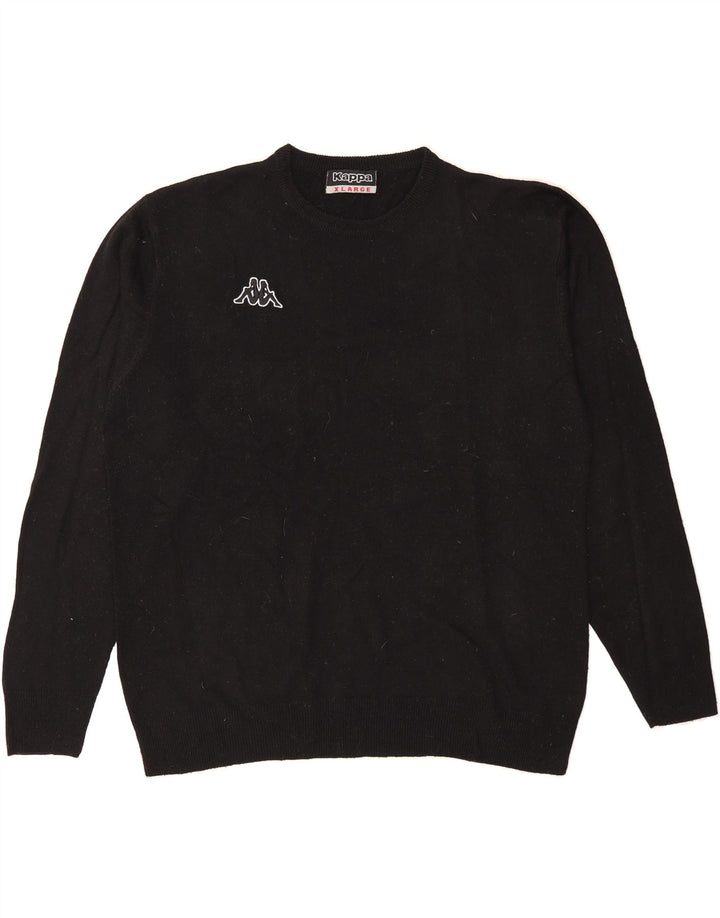KAPPA Mens Crew Neck Jumper Sweater XL Black Acrylic Vintage Kappa and Second-Hand Kappa from Messina Hembry 