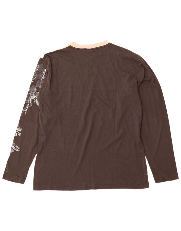 BEST COMPANY Top grafico da uomo a maniche lunghe in cotone color block grigio medio