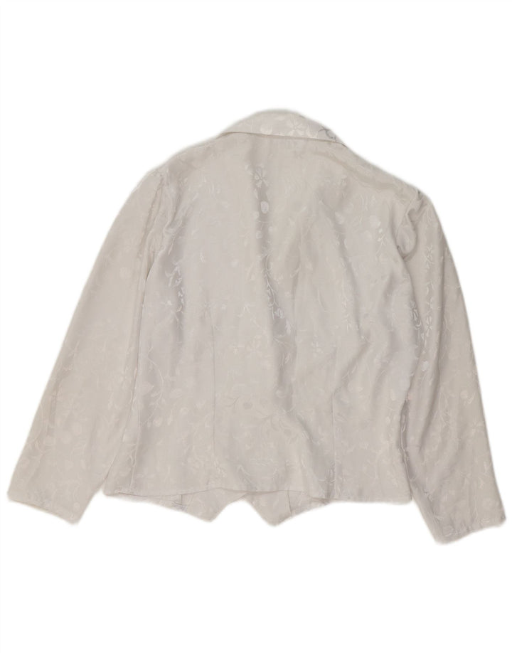 Giacca blazer vintage da donna con maniche a 3/4 UK 14 floreale bianco medio