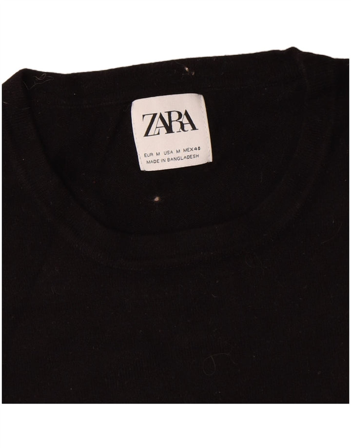 Maglione Zara da uomo girocollo in viscosa nera media