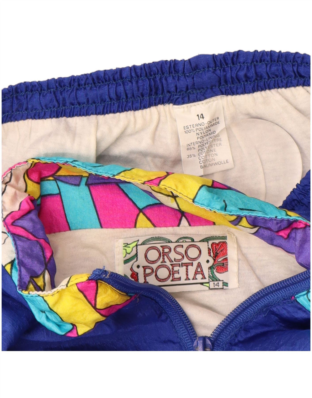 Tuta Intera Bambino ORSO POETA 13-14 Anni Blu Colourblock Poliammide