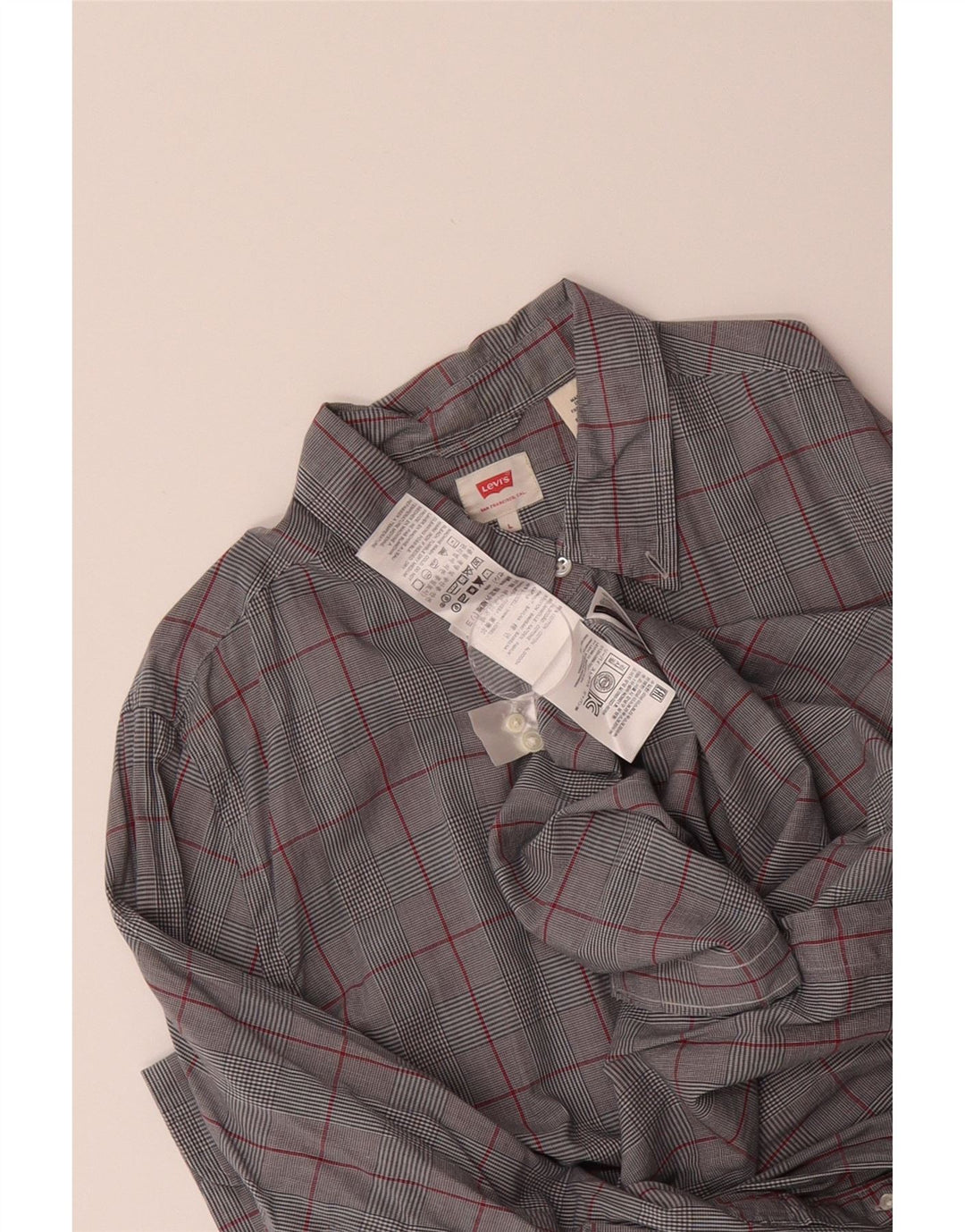 LEVI'S Mens Shirt Large Grey Check Cotton Vintage Levi's and Second-Hand Levi's from Messina Hembry 