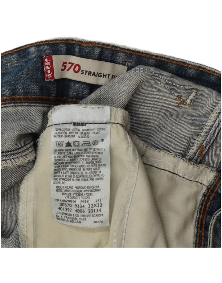 Jeans dritti invecchiati 570 da donna Levi's W32 L28 cotone blu