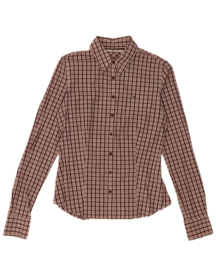 Camicia da donna Tommy Hilfiger US 6 cotone a quadri marrone medio