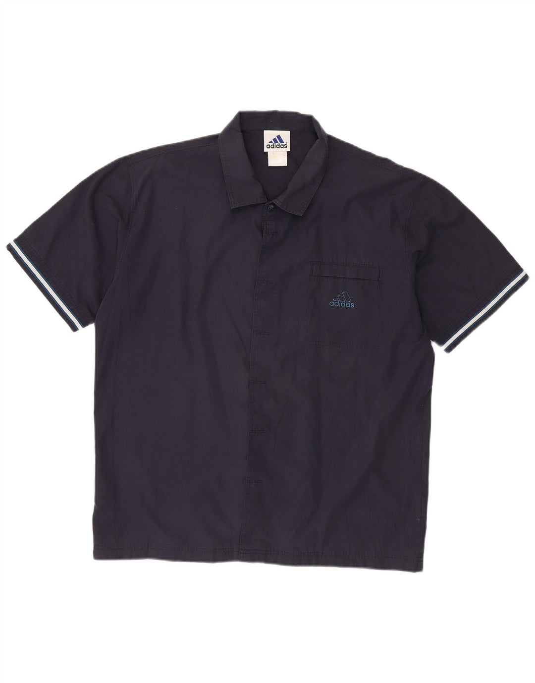 Camicia a maniche corte da uomo ADIDAS UK 44/46 Large in poliestere blu navy