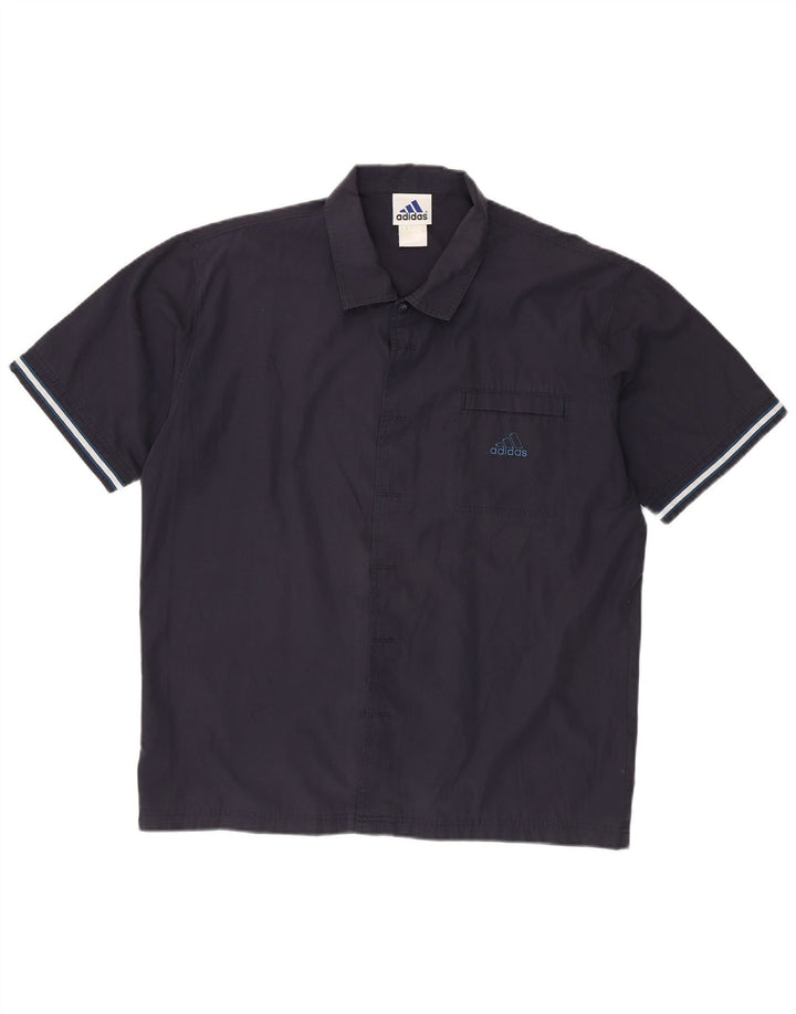 Camicia a maniche corte da uomo ADIDAS UK 44/46 Large in poliestere blu navy