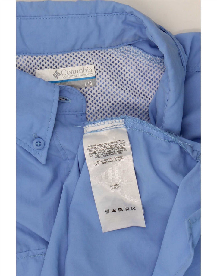 Camicia overshirt a maniche corte da donna Columbia grande in nylon blu