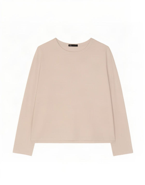 Top Zara da donna a maniche lunghe UK 18 XL bianco
