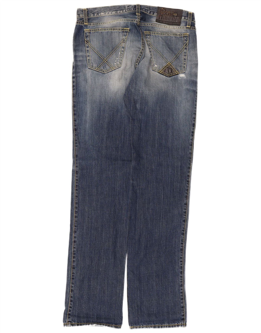 Jeans dritti invecchiati De Luxe da uomo Roy Rogers W32 L34 cotone blu