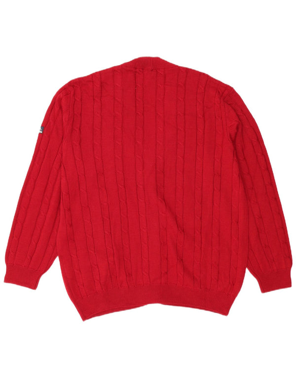 Maglione cardigan da uomo NAVIGARE XL rosso in lana merino