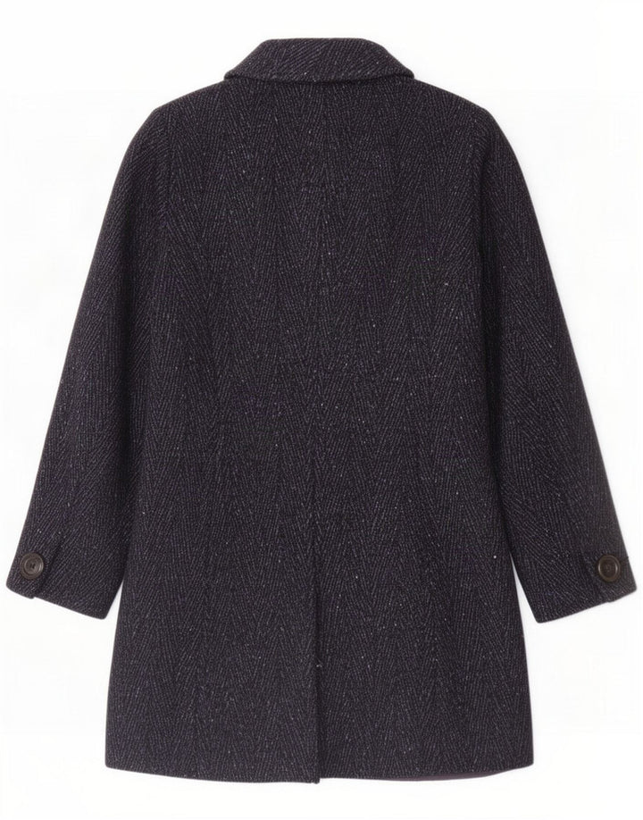 Cappotto da donna a 4 bottoni Intrend UK 12 Medium Navy Blue Chevron Lana vergine
