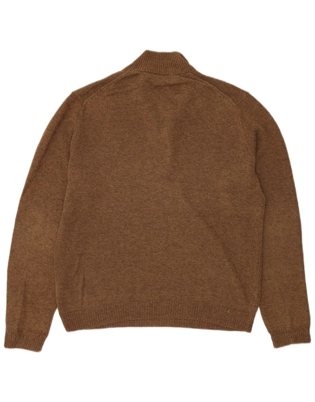 Massimo Dutti Maglione da uomo con zip e collo, grande lino marrone