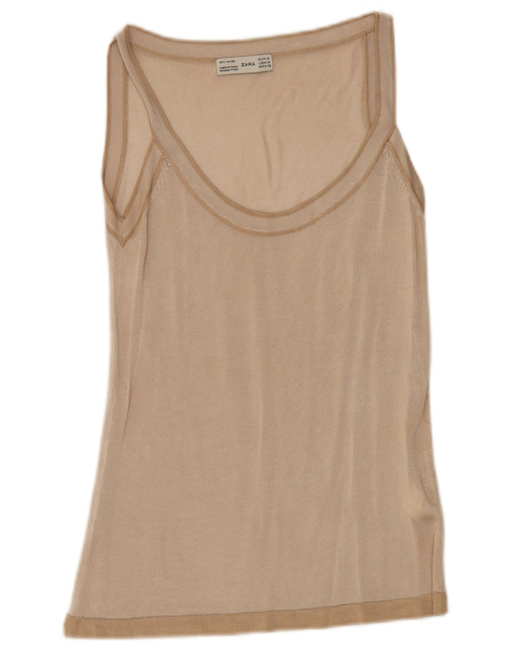 Canotta da donna Zara UK 12 Viscosa beige medio
