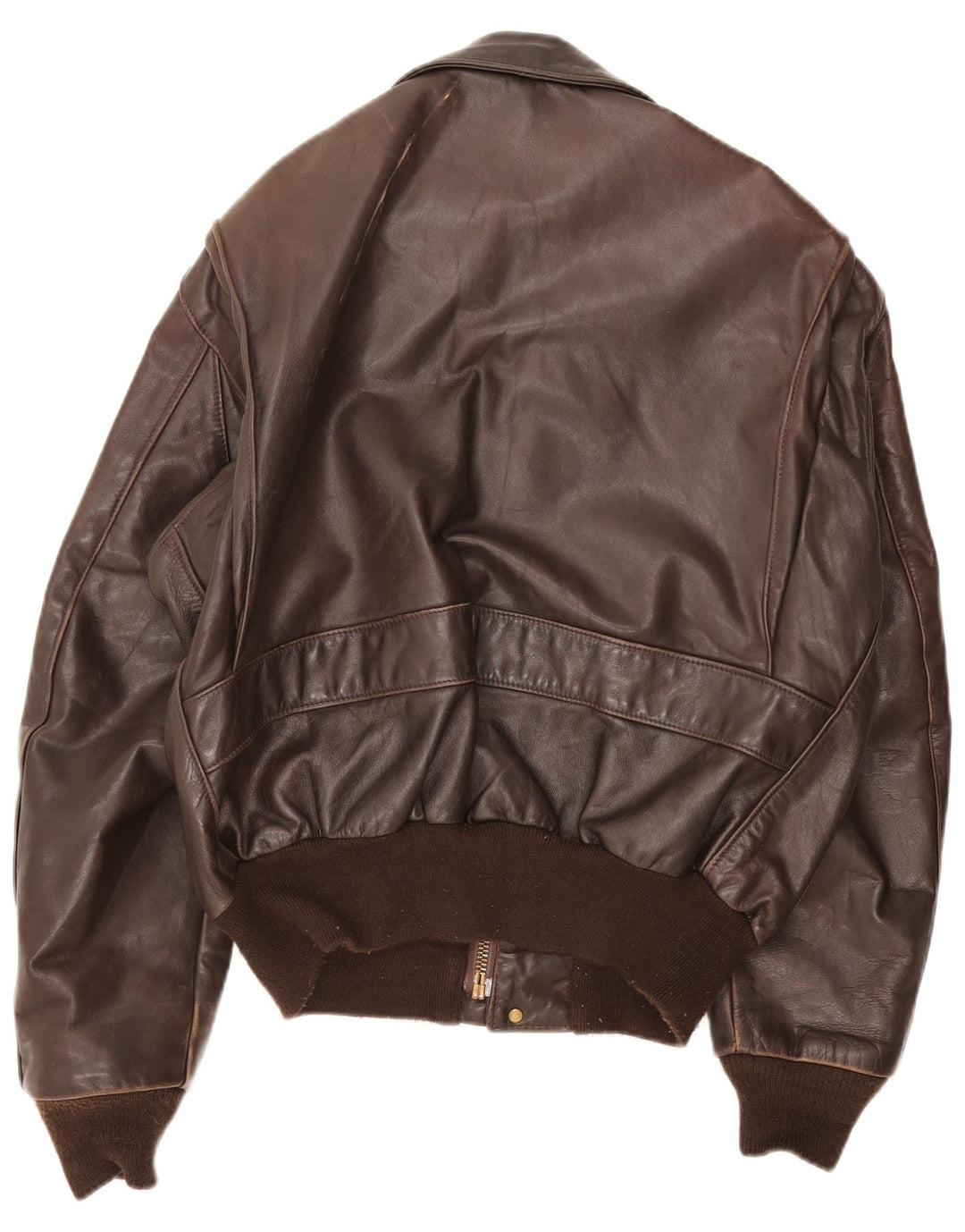 Giubbotto bomber in pelle militare vintage da uomo UK 38 Marrone medio