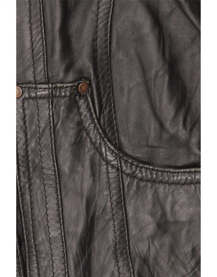 Giacca in pelle da donna Object UK 10 piccola in pelle nera