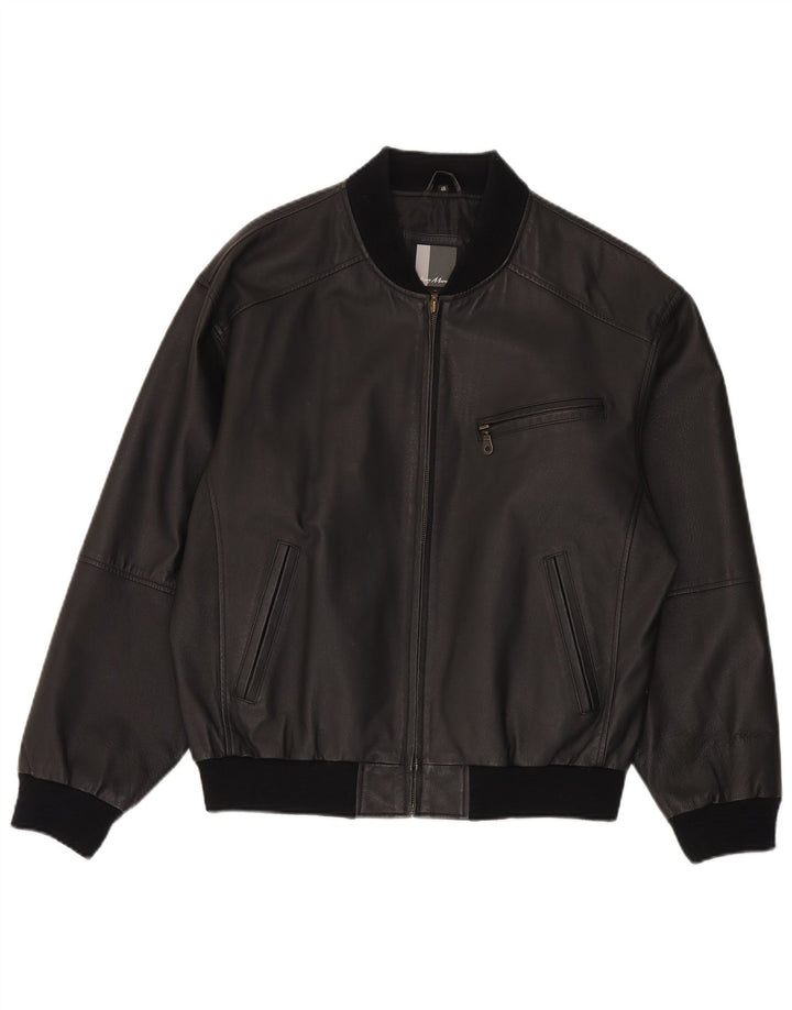 Giacca in pelle bomber da uomo Henry Morell EU 48 in pelle nera media