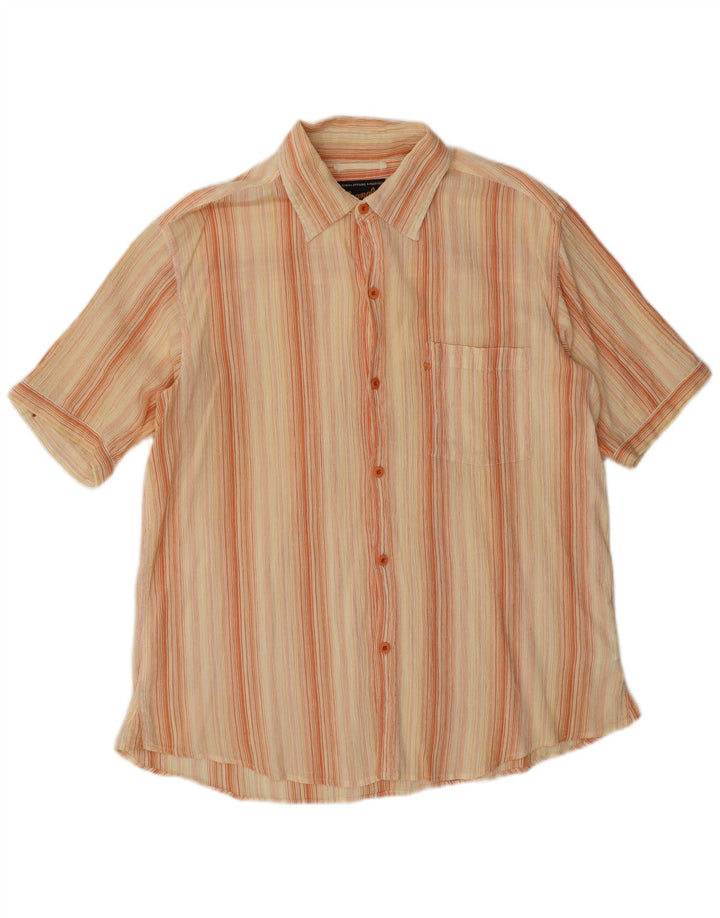 Camicia a maniche corte da uomo Wrangler in cotone a righe beige medio