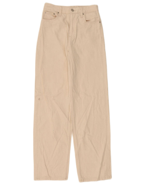 Zara Womens High Waist Tapered Jeans EU 36 XS W26 L32 Beige Cotton