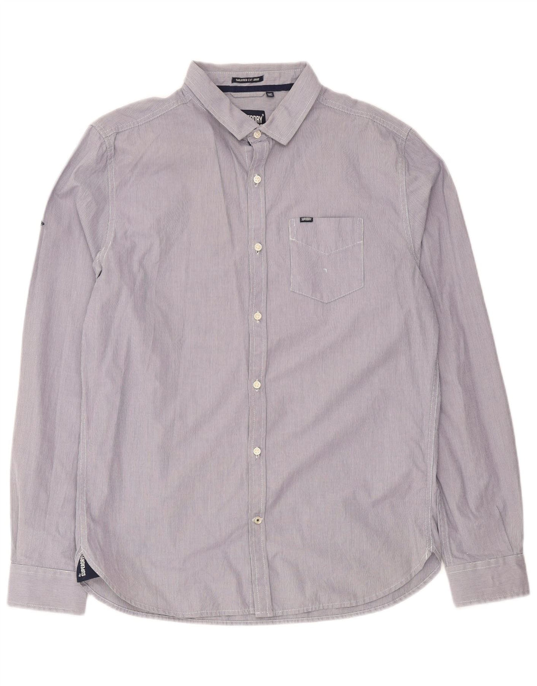 Camicia da uomo Superdry XL in cotone gessato blu navy