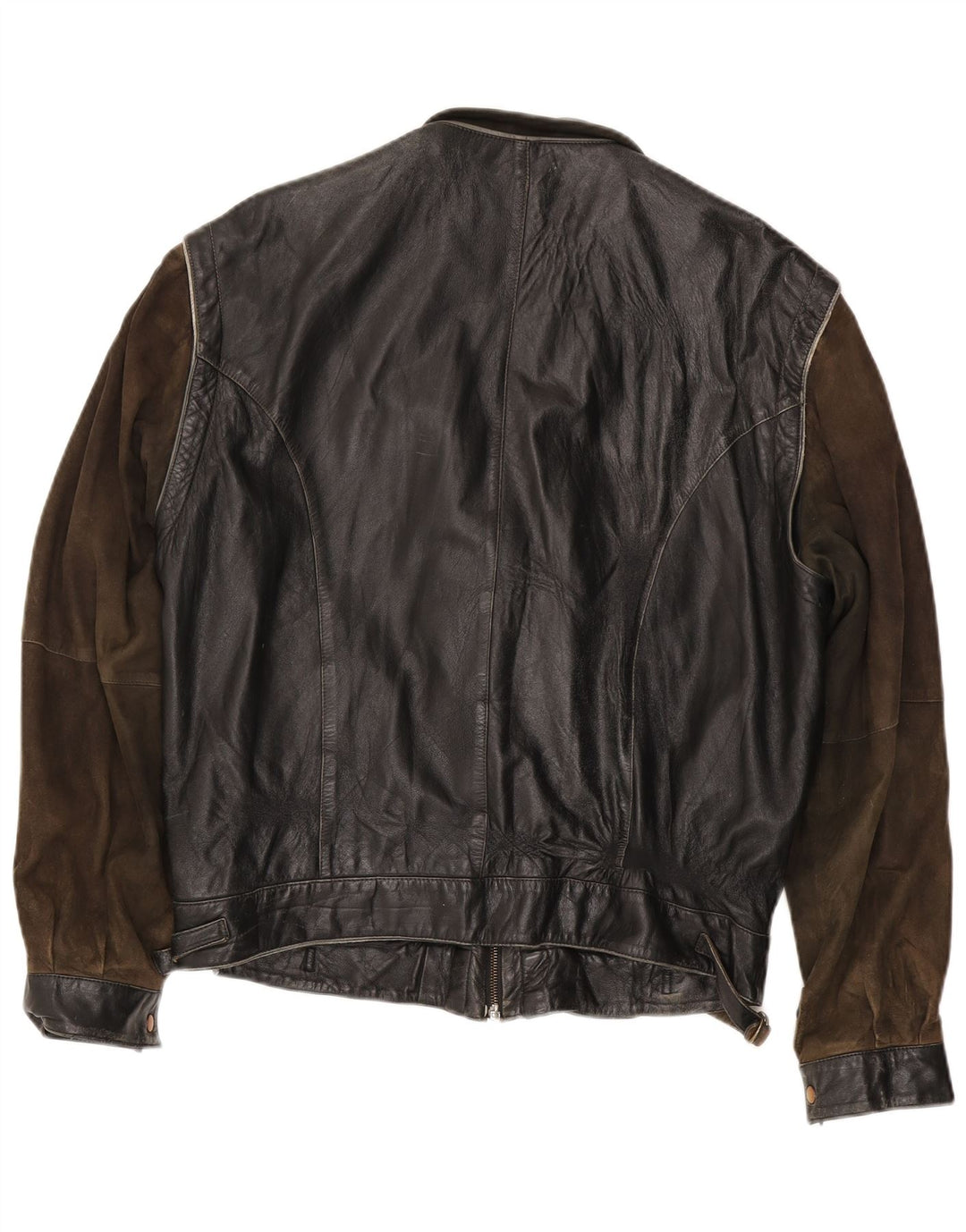 Giacca in pelle vintage da uomo IT 56 3XL Pelle color block nera