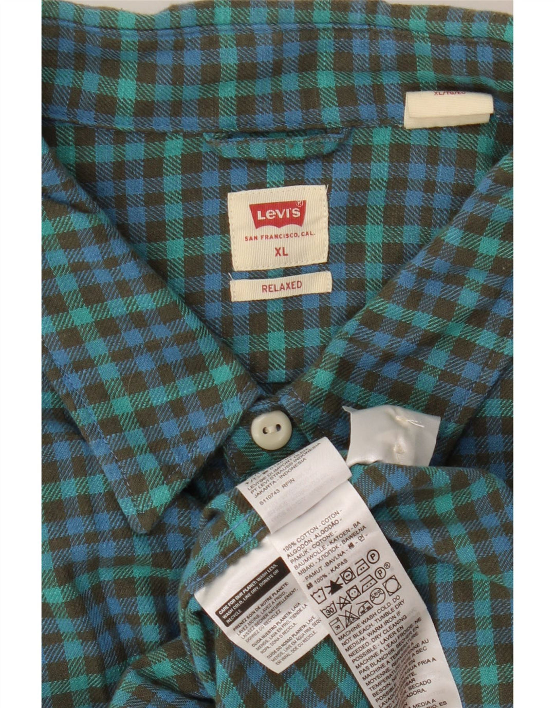 Levi's Camicia da uomo rilassata in flanella XL verde cotone a quadretti