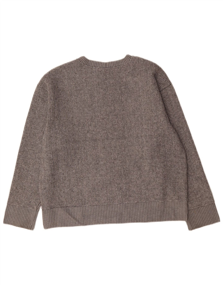 Maglione maglione girocollo da donna Zara UK 16 grande lana grigia