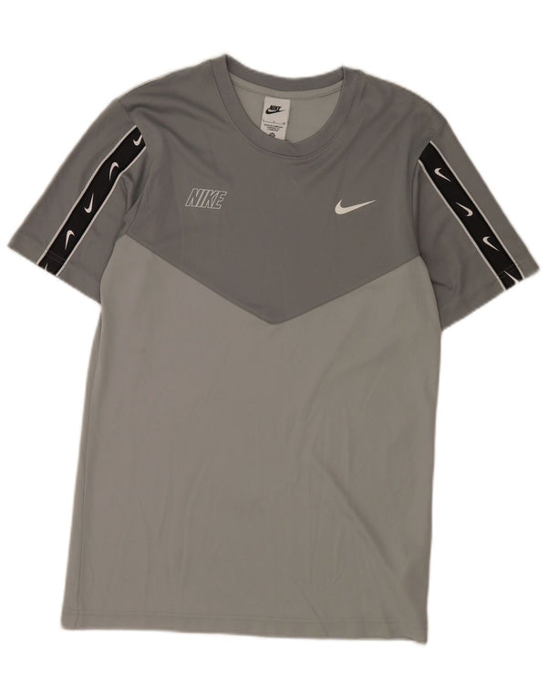 T-shirt grafica da uomo Nike Top Small in poliestere color block grigio