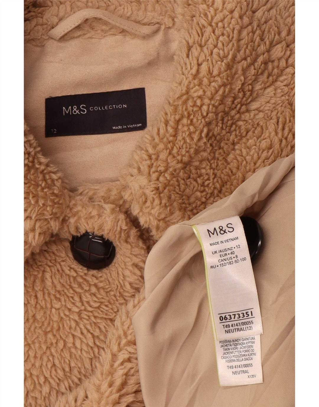 Soprabito da donna Marks & Spencer con orsacchiotto UK 12 Poliestere beige medio