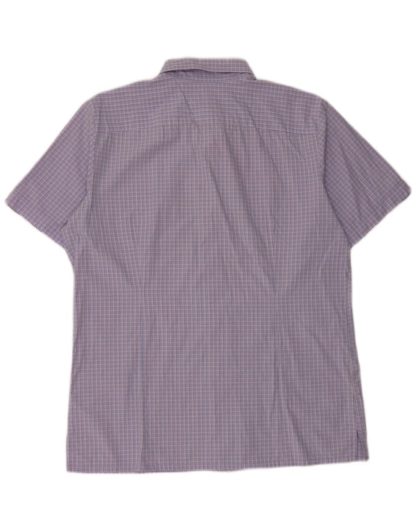 Camicia a maniche corte da uomo BENETTON 2XL in cotone a quadretti viola