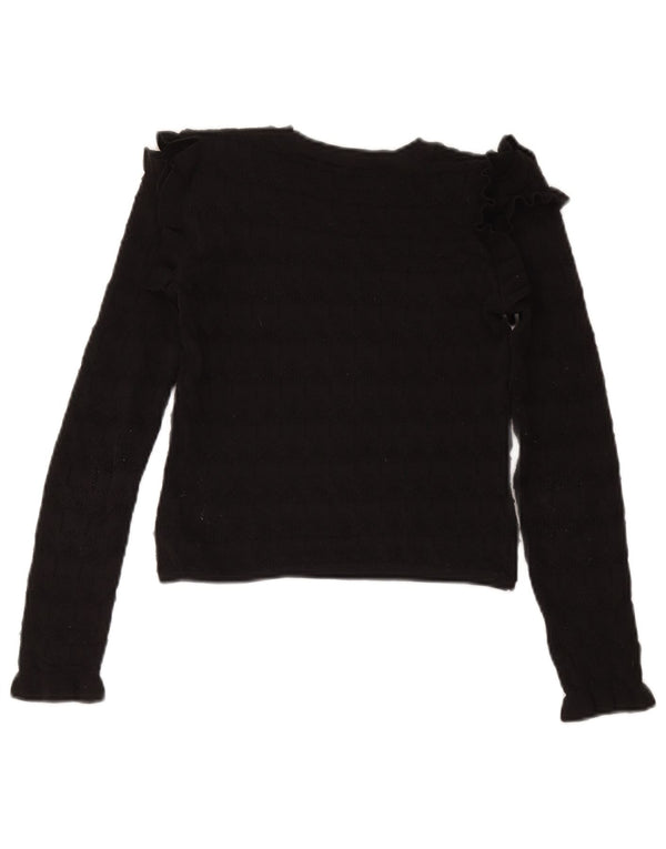Maglione corto con scollo a barca da donna Zara UK 8 piccolo poliestere nero