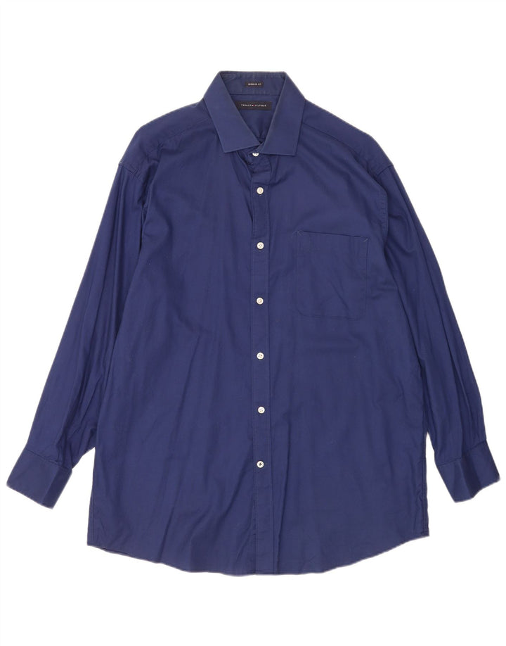 Camicia da uomo vestibilità regolare Tommy Hilfiger taglia 16 1/2 grande cotone blu