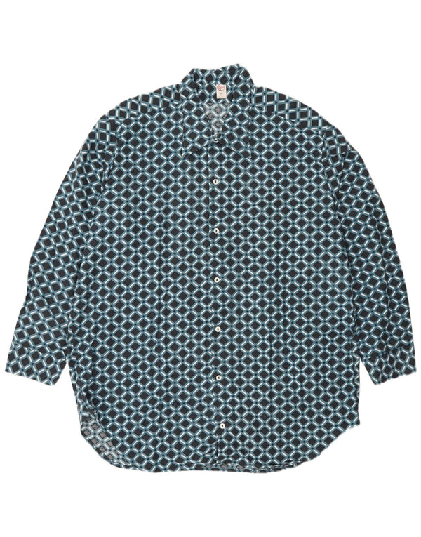 Camicia da uomo EICHSFELD KONFEKTION Taglia 44 XL Blu retrò geometrico