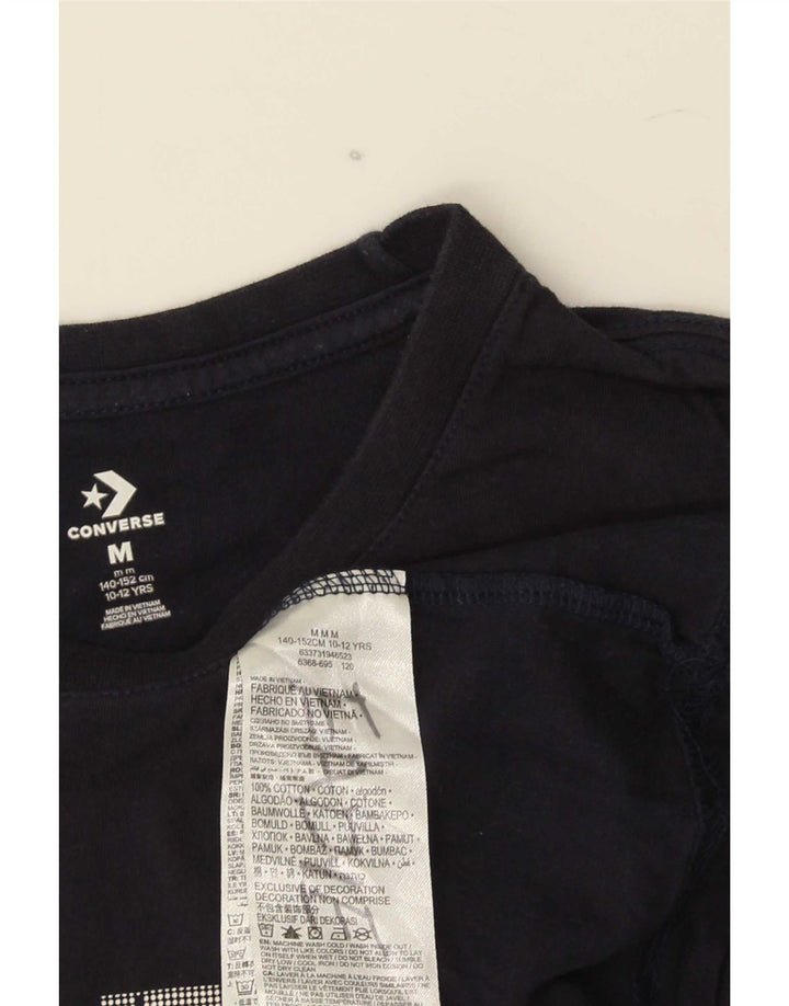 T-shirt grafica regolare da ragazzo Converse Top 10-11 anni in cotone blu navy