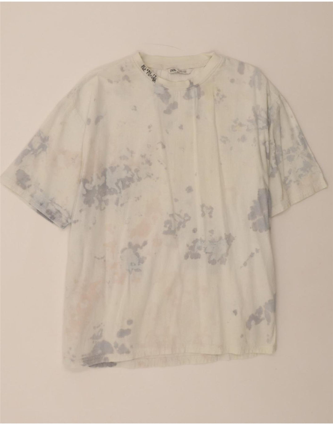 ZARA Mens T-Shirt Top Medium White Tie Dye Vintage Zara and Second-Hand Zara from Messina Hembry 