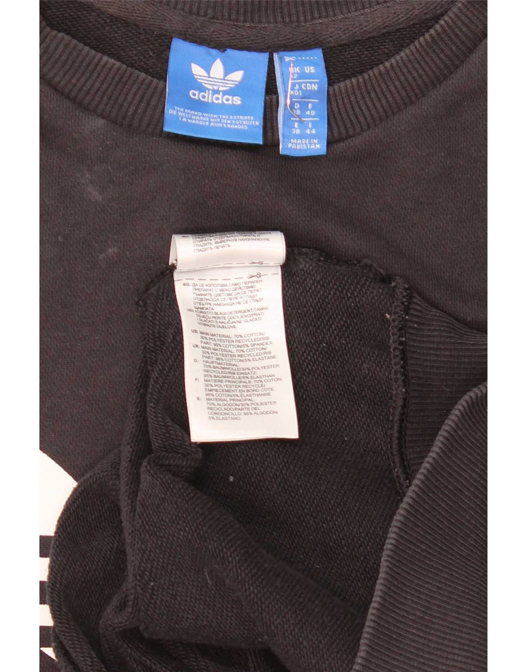 Felpa grafica da donna Adidas Jumper UK 12 Medium Black Cotton