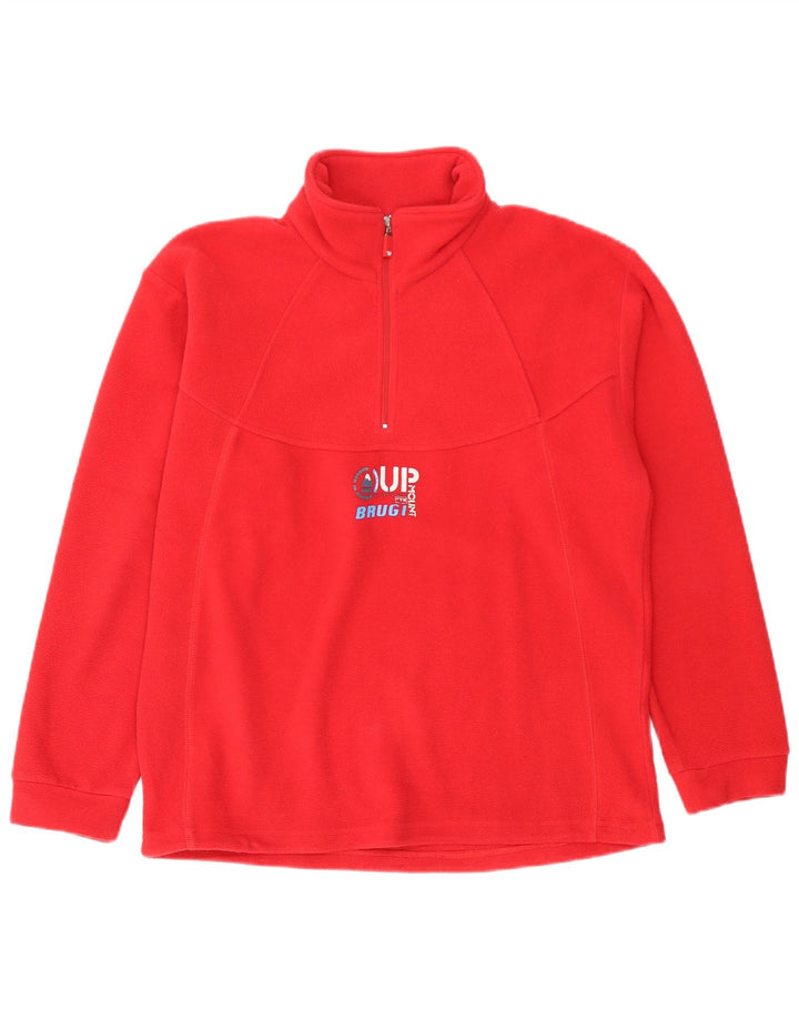 Maglione in pile da donna con collo con zip grafico Brugi 2XL poliestere rosso