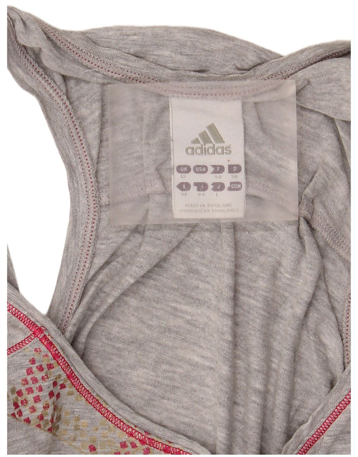 Canottiera grafica da donna Adidas UK 12 grigio medio chiazzato