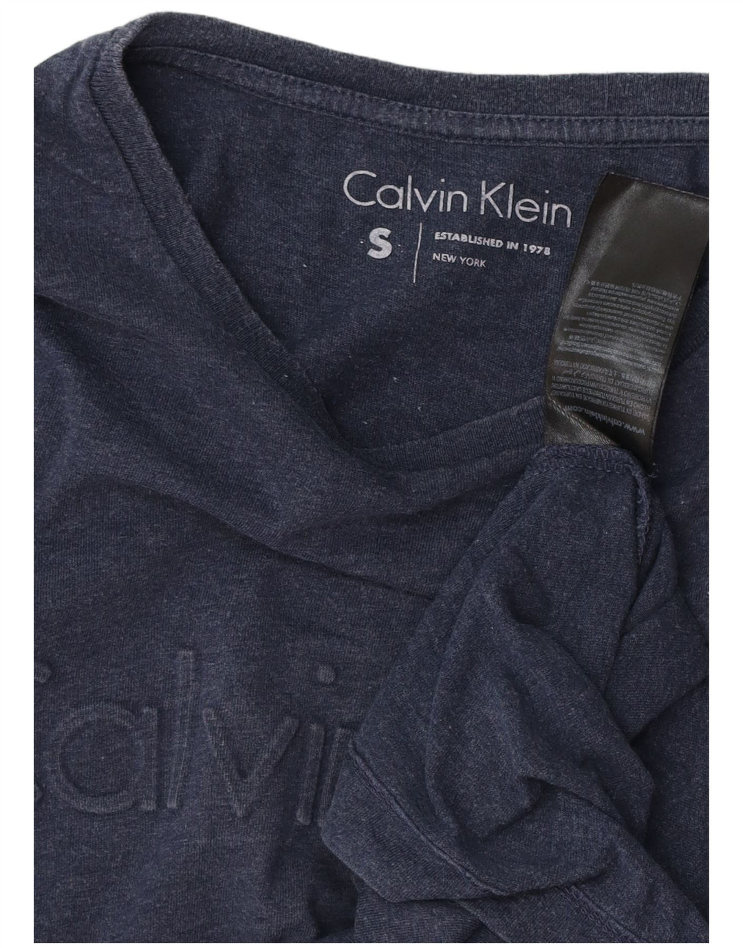 CALVIN KLEIN Top grafico da uomo a maniche lunghe piccolo in cotone blu navy